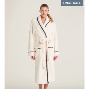 Women's Cream Robe with Black Trim Barefoot Dreams